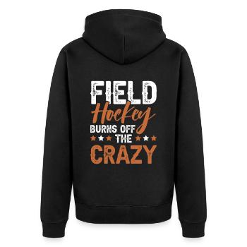 Feldhockey sport - Unisex Premium Bio Zip Hoodie - Schwarz - Hinten - Nico (187cm)