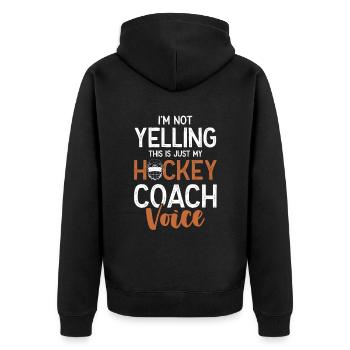 feldhockey coach - Unisex Premium Bio Zip Hoodie - Schwarz - Hinten - Nico (187cm)