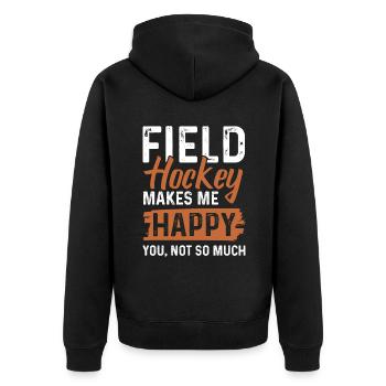 feldhockey sport - Unisex Premium Bio Zip Hoodie - Schwarz - Hinten - Nico (187cm)