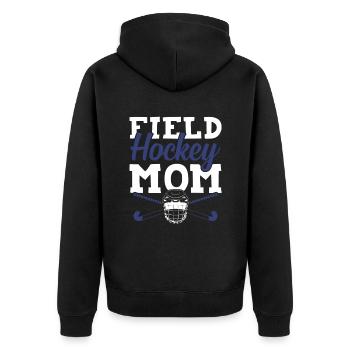 feldhockey mama - Unisex Premium Bio Zip Hoodie - Schwarz - Hinten - Nico (187cm)