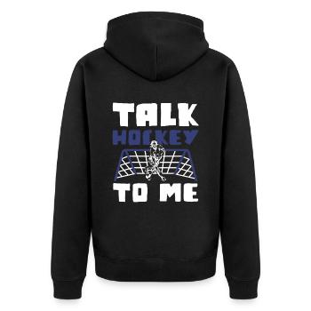 feldhockey sport - Unisex Premium Bio Zip Hoodie - Schwarz - Hinten - Nico (187cm)