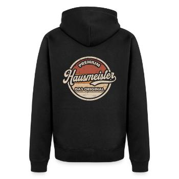 Hausmeister Original Lustiges Facility Manager - Unisex Premium Bio Zip Hoodie - Schwarz - Hinten - Nico (187cm)