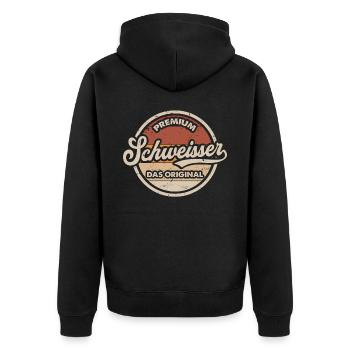 Schweißer Original Metallbauer Schweißen - Unisex Premium Bio Zip Hoodie - Schwarz - Hinten - Nico (187cm)