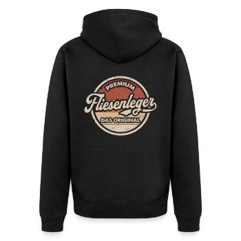 Fliesenleger Original Vintage Fliesenlegen - Unisex Premium Bio Zip Hoodie - Schwarz - Hinten - Nico (187cm)