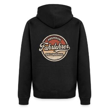 Bester Fahrlehrer Vintage Fahrschule - Unisex Premium Bio Zip Hoodie - Schwarz - Hinten - Nico (187cm)