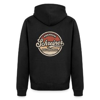Schreiner Original Lustiges Schreinerei - Unisex Premium Bio Zip Hoodie - Schwarz - Hinten - Nico (187cm)