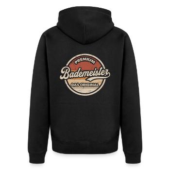 Bademeister Original Lustiges Rettungsschwimmer - Unisex Premium Bio Zip Hoodie - Schwarz - Hinten - Nico (187cm)