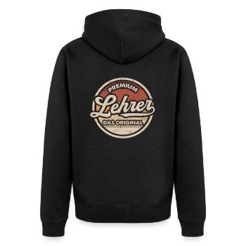 Lehrer Original Abschluss Lustiges Klassenlehrer - Unisex Premium Bio Zip Hoodie - Schwarz - Hinten - Nico (187cm)