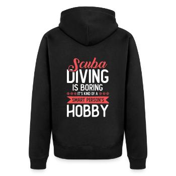 tauchen hobby scuba diving - Unisex Premium Bio Zip Hoodie - Schwarz - Hinten - Nico (187cm)