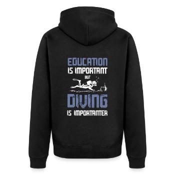 ausbildung tauchen - Unisex Premium Bio Zip Hoodie - Schwarz - Hinten - Nico (187cm)