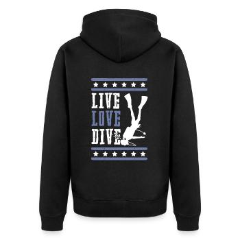 Life Love Plongée - Veste à capuche bio Premium Unisexe - noir - Dos - Nico (187cm)