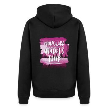 Norwegen Mädels Tour - Unisex Premium Bio Zip Hoodie - Schwarz - Hinten - Nico (187cm)