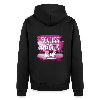 Swiss Mädels Tour - Unisex Premium Bio Zip Hoodie - Schwarz - Hinten - Nico (187cm)
