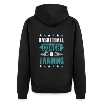 basketball coach - Unisex Premium Bio Zip Hoodie - Schwarz - Hinten - Nico (187cm)