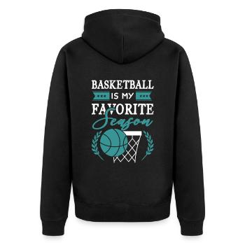 Basketball Season - Unisex Premium Organic Zip Hoodie - black - Back - Nico (187cm)