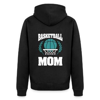 basketball mama - Unisex Premium Bio Zip Hoodie - Schwarz - Hinten - Nico (187cm)
