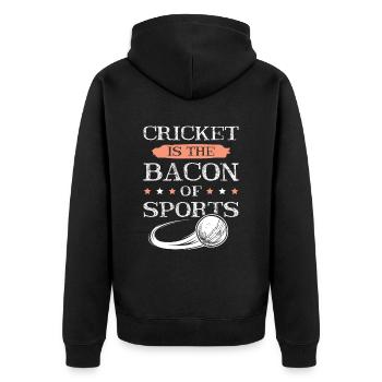 cricket bacon - Unisex Premium Bio Zip Hoodie - Schwarz - Hinten - Nico (187cm)