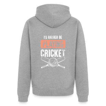 Jouer au cricket - Veste à capuche bio Premium Unisexe - gris chiné - Dos - Nico (187cm)