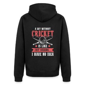 cricket team - Unisex Premium Bio Zip Hoodie - Schwarz - Hinten - Nico (187cm)