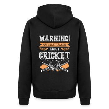 warnung cricket - Unisex Premium Bio Zip Hoodie - Schwarz - Hinten - Nico (187cm)