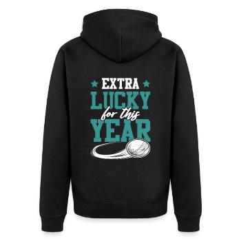 cricket lustiger spruch - Unisex Premium Bio Zip Hoodie - Schwarz - Hinten - Nico (187cm)