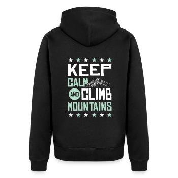 Keep Calm Climbing - Unisex Premium Organic Zip Hoodie - black - Back - Nico (187cm)