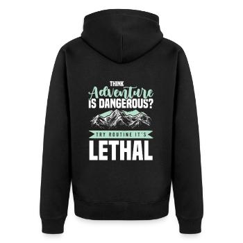 abenteuer klettern - Unisex Premium Bio Zip Hoodie - Schwarz - Hinten - Nico (187cm)