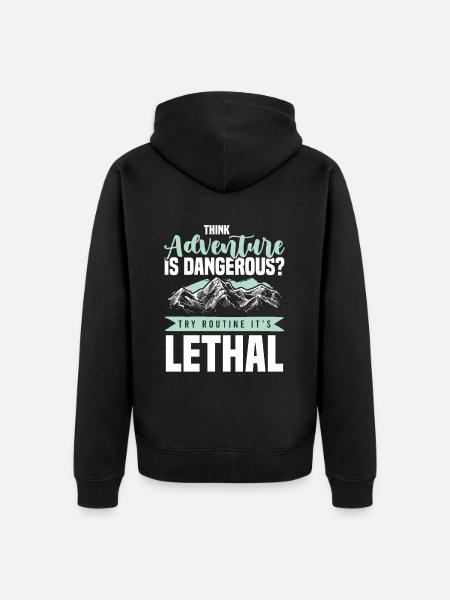 abenteuer klettern - Unisex Premium Bio Zip Hoodie - Schwarz