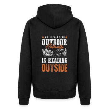 Outdoor activity climbing - Unisex Premium Organic Zip Hoodie - black - Back - Nico (187cm)