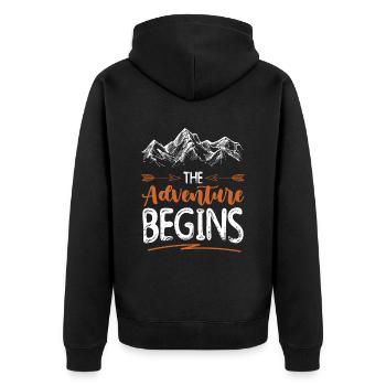 abenteuer beginnt klettern - Unisex Premium Bio Zip Hoodie - Schwarz - Hinten - Nico (187cm)