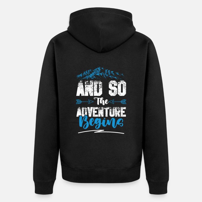 abenteuer beginnt klettern - Unisex Premium Bio Zip Hoodie - Schwarz
