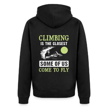 Climbing Flying - Unisex Premium Organic Zip Hoodie - black - Back - Nico (187cm)
