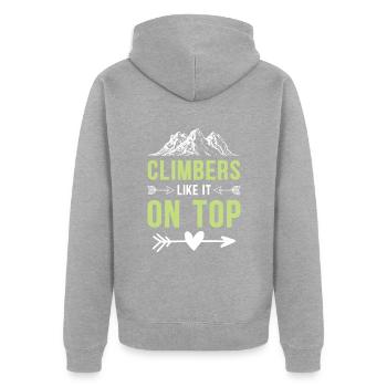 Climbing Mountain Peak - Unisex Premium Organic Zip Hoodie - heather grey - Back - Nico (187cm)