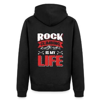 berge klettern - Unisex Premium Bio Zip Hoodie - Schwarz - Hinten - Nico (187cm)