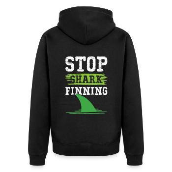 Stop the shark catch saying - Unisex Premium Organic Zip Hoodie - black - Back - Nico (187cm)