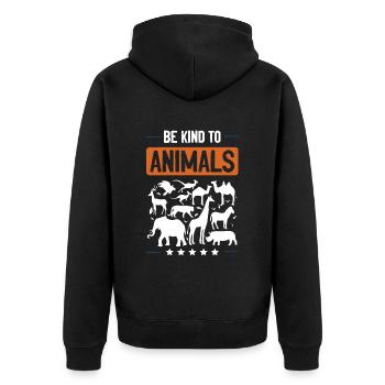 sei nett zu tieren tierschutz - Unisex Premium Bio Zip Hoodie - Schwarz - Hinten - Nico (187cm)