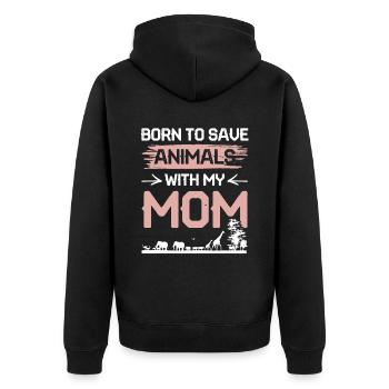 Maman militante des droits des animaux - Veste à capuche bio Premium Unisexe - noir - Dos - Nico (187cm)