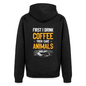 Café militant des droits des animaux - Veste à capuche bio Premium Unisexe - noir - Dos - Nico (187cm)