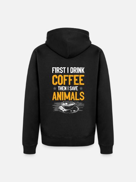Animal rights activist coffee - Unisex Premium Organic Zip Hoodie - black