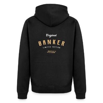 Banker Limited Edition Bankkaufmann - Unisex Premium Bio Zip Hoodie - Schwarz - Hinten - Nico (187cm)