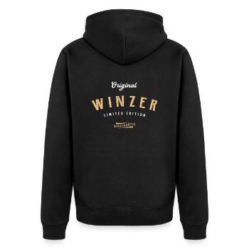 Winzer Limited Edition - Unisex Premium Bio Zip Hoodie - Schwarz - Hinten - Nico (187cm)