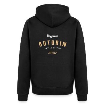 Autorin Limited Edition Autoren - Unisex Premium Bio Zip Hoodie - Schwarz - Hinten - Nico (187cm)