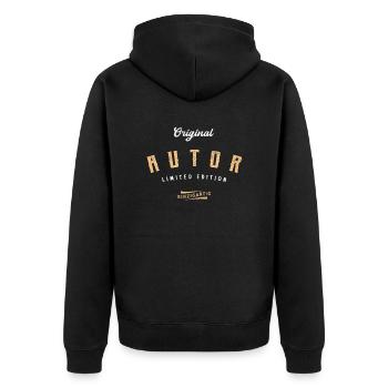 Autor Limited Edition Autoren - Unisex Premium Bio Zip Hoodie - Schwarz - Hinten - Nico (187cm)