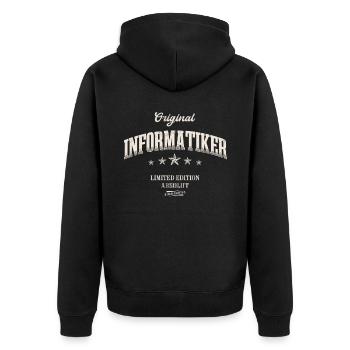 Informatiker Limited Edition IT Lustiges - Unisex Premium Bio Zip Hoodie - Schwarz - Hinten - Nico (187cm)