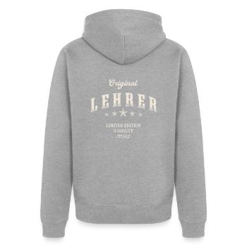 Lehrer Limited Edition Lustiges Klassenlehrer - Unisex Premium Bio Zip Hoodie - Grau meliert - Hinten - Nico (187cm)