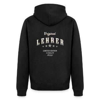 Lehrer Limited Edition Lustiges Klassenlehrer - Unisex Premium Bio Zip Hoodie - Schwarz - Hinten - Nico (187cm)