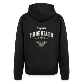Radball Limited Edition Radballer - Unisex Premium Bio Zip Hoodie - Schwarz - Hinten - Nico (187cm)