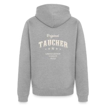 Taucher Limited Edition Tauchsport Tauchen - Unisex Premium Bio Zip Hoodie - Grau meliert - Hinten - Nico (187cm)