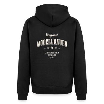 Modellbauer Limited Edition Lustiges Modellbau - Unisex Premium Bio Zip Hoodie - Schwarz - Hinten - Nico (187cm)