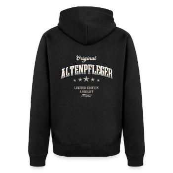 Altenpfleger Limited Edition Altenpflegerin - Unisex Premium Bio Zip Hoodie - Schwarz - Hinten - Nico (187cm)